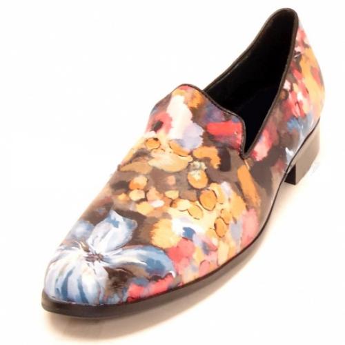 Fiesso Flower Prints Genuine Suede Loafer Shoes FI6801